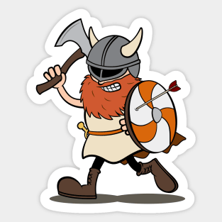 Viking Berserker Cartoon (Player 8 / orange) Sticker